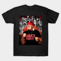 Men Black Print T-shirt Hulk Hogan No-Cut Heat Transfer Print Cotton Tshirt S