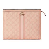 Gucci Metal Logo Double G Supreme Canvas Clutch Women clutch Dark-Pink 625549-FAD03-6241 Gift Set(Basic Set+Box+Shopping Bag)