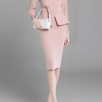 Women's Elegant Pink Waist-Cinched Professional Suit Jacket and Formal Work Pants Set for Spring and Autumn. 2XL