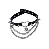 Fashion Black PU Leather Choker Necklace Women's Punk Gothic Spike Rivet Necklace Pendant Collar Jewelry juoda