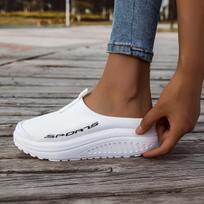 Ladies' Breathable Mesh Slippers with Thickened Shock - Absorbing Sole, Lightweight Semi - Anti - Slip Design. Purple and White Four 36 balta