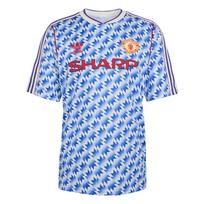 adidas Originalus „Manchester United“ išvykos V formos iškirptės megztas trumpomis rankovėmis futbolo marškinėlis vyrams viršutinė dalis JM5495 XL white