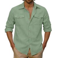 Men's Casual Outdoor Collared Corduroy Long-Sleeve Shirt XL