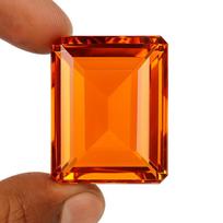 Natural Orange Topaz 43 Ct Emerald Cut CERTIFIED Pendant Size Loose Gemstone 23.3 mm approx