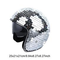 Klasikinis Disco Šalmas Blizgantis Veidrodinis Stiklas Punk Kostiumo Skrybėlė su Įtraukiamu Vidu Atspindintis Disco Blizganti Skrybėlė Klubui Barui Šventei sidabras