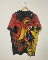 VINTAGE 1993 LIQUID BLUE DRAGON DUEL ALL OVER PRINT TEE xl Unisex T-Shirt M
