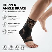 2 Pieces Copper Ion Adjustable Compression Ankle Brace, Breathable Nylon Knit Elastic Sports Ankle Support for Running Basketball Cycling S