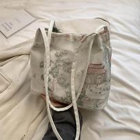 New Chinese Style Retro Bag Silk Jacquard Fashionable Minimalist Bag Shoulder Diagonal Cross Women's Shopper Totes AVE 26x11x23cm smėlis