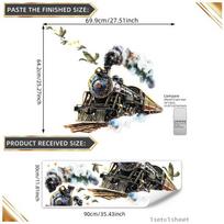 Tj007 Retro Train Smoke Bird Bronzing Wall Sticker Decoration Children'S Room Bedroom Background Self-Adhesive Wall Sticker