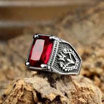 Punk Vintage Ring with Multicolor Gemstones Tulip Design 316L Stainless Steel Men's Jewelry No. 7