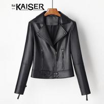 KAISER Women's Slim-Fit Sheepskin Motorcycle Leather Jacket 3XL