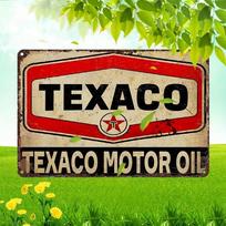 Vintažinis Texaco variklio alyvos metalinis ženklas, Retro automobilizmo sienos menas, Garažo vyriškasis urvas Dekoro akcentas automobilių entuziastams 20x30cm（7.8x11.8inch）