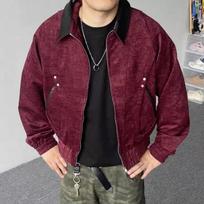 Men's 2025 American Retro Wool Lapel Jacket - Spring/Autumn Street Style Deconstructed Outerwear M