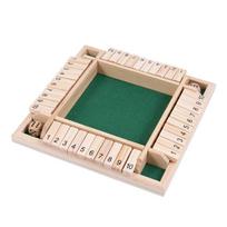 1 Set Four-Sided Flip Card Games Box Dice Toys Arithmetic Dice Board Game Wooden Flaps Dices 4 Players Party Number Games žalia