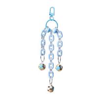 Parrot Bell Toy Bird Chew Chains with Bells Cage Jingle Chime Bells with Hanging Clip Sound Enrichment Chew Toy for Cockatiel Conure Lovebird Anxiety mėlyna
