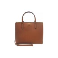 Tory Burch Logo Solid Leather Tote Bag Shopping Bag Shoulder Crossbody Handbag Medium Women tote bags Dark-Brown 85985-912 Shopping Bag Set(Basic Set+Shopping Bag)
