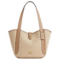 Coach Hadley 27 Monogram Tote Bag With Fabric And Leather Women Tote Bags Deep-Natural-Mixed-Color CAK51-IMLG6