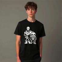 Retro 8-Bit Pixel Skeleton Brothers Duo Cartoon Graphic Game Apparel Art T-Shirt L