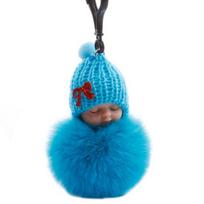 Cute Sleeping Baby Fluffy Fur Plush Doll Pendant?Keychain Key Ring Handbag Decor