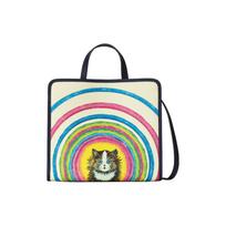 Gucci Kids Cat Print Tote Bag, Beige Canvas Rainbow Cat Graphic, Girls Daily School Travel Children's Handbag 630542-USKBN-9194 Basic Set (Bag+Dust Bag)