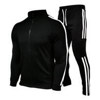Tracksuit Sport Suit   Gyms Set Casual Streetwear Man  Fashion Zipper Long Sleeve Jacket Set Clothing Plus Size M juoda