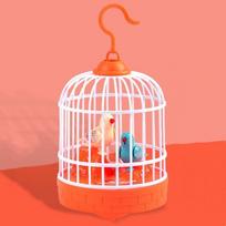 Sound Control Electric Bird Cage Plaything Parrot Cage Educational Talking Electric Bird Luminous Lifelike Voice Simulation Bird Cage