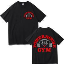 Powerhouse Gym Double Sided Print Tshirt High Street Fashion Trend Short Sleeve T Shirts Men Women Casual Loose Cotton Tshirts S juoda