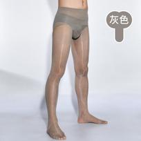 Men'S Horse Oil Stockings 360 Seamless Sexy Ultra-Thin Shiny Pantyhose Silky Tube Jj Set Airplane Socks Ball Pouch gray