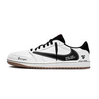 Jordan x Travis Scott Air Jordan 1 White & Black Hook Slip Resistant Low top Vintage Basketball Shoes Women's DZ4137-700(Team2042-  ) 35.5