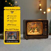 Christmas Santa TV Music Box: Luminous Crystal Ornament Night Light Display