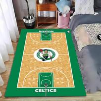 Basketball Court Themed Carpet with Boston Celtics Logo Design  Suitable for use as an anti-slip for living room bedroom sofas 80x120cm( 31x47in) green