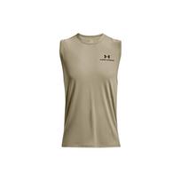Under Armour Rush Series Energy Reflective Logo Solid Crew Neck Sleeveless Top Men Tops Beige 1366139-037 S