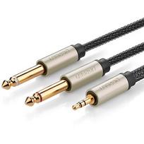 Ugreen TRS 3.5 mm do 2x TS 6.35 mm - 2m szary 10615