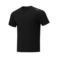 Li Ning vėsinanti arbata T ledo šilkas greitai džiūstanti patogi vienspalvė apvalios apykaklės laisvalaikio sportinė trumpomis rankovėmis marškinėliai vyriški viršutiniai drabužiai juoda ATSU731-8 L