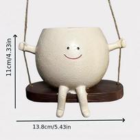 Cute Plant Succulent Pots Resin Hanging Swing Chair Planter Creative Smile Face Flower Container for Indoor Outdoor Plant Pots