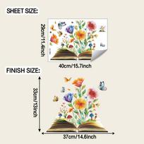 Creative Dreamy Flower and Book Butterfly Living Room and Study Decoration and Beautification Stickers
