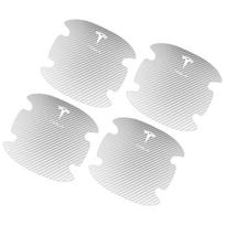 4Pcs/Set Carbon Fiber Scratches Resistant Car Door Handle 3D Sticker For Tesla Model 3 Model S Model X Model Y Roadster Performance Decor balta