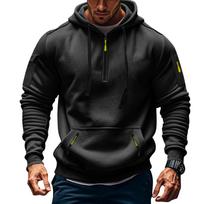 Men's Solid Color Half-Zip Hoodie Men's Sports Plus Size Casual Sweatshirt XXXL juoda