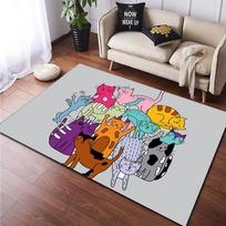 Cute Cartoon Cat Carpet Yoga Living Room Children's Area Rug Games Area Crawling Mat Doormat Lovely Kitten Home Decor Floor Mats 40x60cm 16x24 inch