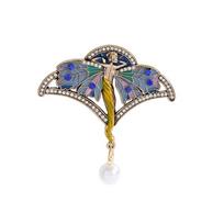 Classical Girls Wing Brooch Enamel Butterfly Rhinestones Pearls Accent Badge Corsage Jewelry For Women 1