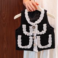 2025 Autumn/Winter Korean Style Elegant Button-Up Vest for Girls and Toddlers 90 cm
