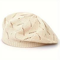 Spring/Summer/Autumn Women Knit Beret Hat Hollow Thin Acrylic Berets French Artist Beanie  Outdoor smėlis