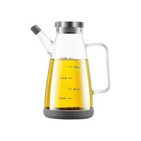 550/750/1000ml didelis aukšto boro silikatinio stiklo aliejaus butelis maistiniam aliejui ir actui, dozatorius, actadėžė su neslystančiu silikoniniu pagrindu