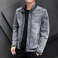 Madingi žieminiai džinsiniai švarkai vyrams, viršutiniai drabužiai, šilti džinsiniai paltai, vyriški retro ploni užtrauktukai, storesni džinsiniai švarkai 2XL juoda