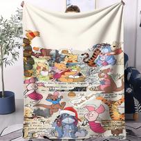 Cartoon Winnie the Pooh who Loves Honey Print Flannel Blanket Soft Multifunctional Decortive Universal Throw Blankets Gift 75cmx90cm
