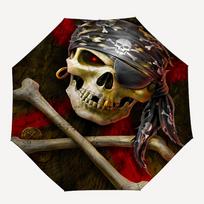 1pc Pirate Skull Automatic Umbrella - 8-Rib Portable Folding Black Iron Frame for Outdoor, Beach, Travel, Beach Umbrella,120