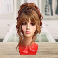 Female Bald Mannequin Head Manikin Wig Stands Smooth Multipurpose Display Model Holder redcloth brown