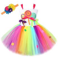Colorful Candy Ice Cream Mesh Tutu Skirt for Girls S
