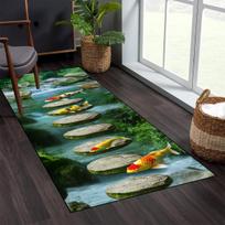 Fish Stream Stepping Stones Long Runner Rug Zen Garden Nature Landscape Hallway Carpet Non-Slip Floor Mat for Bathroom Bedroom 40x120cm