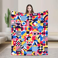 Bauhaus Elements Abstract Geometric Blanket  Picnic Flannel Throw Blanket For Couch Chair Sofa Bed Warm Quality Bedspread 130x150cm